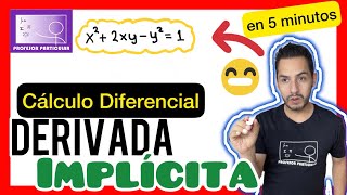 ✅Derivación IMPLÍCITA ejemplo 𝘼𝙥𝙧𝙚𝙣𝙙𝙚 𝙚𝙣 5 𝙢𝙞𝙣𝙪𝙩𝙤𝙨 😎​🫵​💯​ Cálculo Diferencial [upl. by Roana]