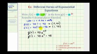 Ex Rewrite Exponential Functions y  abt to y  aekt [upl. by Lenahs]