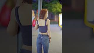 街拍美女 牛仔褲的夏天 女神 Shorts [upl. by Sirrom]