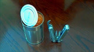 How to open a can with a multitool or pocket knife can opener [upl. by Nauqad]