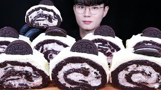 돌체테리아 오레오 롤 케이크 먹방ASMR MUKBANG ROLL CAKE amp OREO オレオ ロールケーキ eating sounds [upl. by Aihsi]