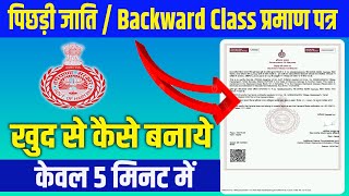 Backward Class Certificate Kaise Banaye  How To Apply Backward Caste Certificate Online [upl. by Neufer]