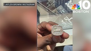 Jaylen Brown thanks fans for finding Celtics championship ring [upl. by Enaillil]