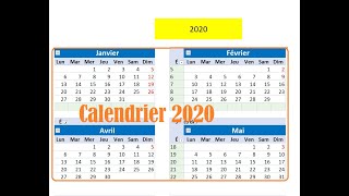 Calendrier 2020 simple [upl. by Ytak]