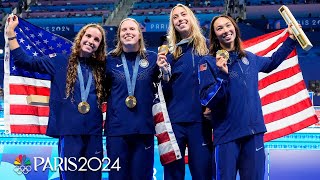 Team USA CLOSES swimming at the Paris Olympics with a worldrecord women’s 4x100 medley  NBC Sports [upl. by Dosia246]