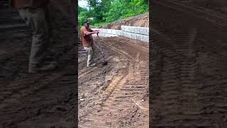 Residential 100 FT Long Retaining Wall Using Large Block [upl. by Dleifxam]