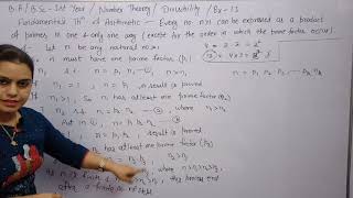 State amp Proof of Fundamental Theorem of Arithmetic  Number Theory BABSc 1st year maths [upl. by Herries]