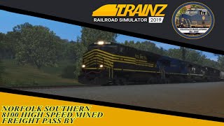 Trainz 2019 Railfanning NS 8100 Leading a high speed mixed freight [upl. by Ssilem456]