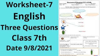 Worksheet 7 English class 7 9821  English class 7  English worksheet 7 [upl. by Aserehs380]