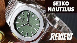 Custom Seiko Nautilus Olive Green MOD  Review Wristmodding [upl. by Airdnas]