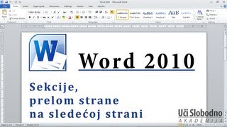 Word 2010  Sekcije prelom strane na sledećoj strani [upl. by Adnorehs]