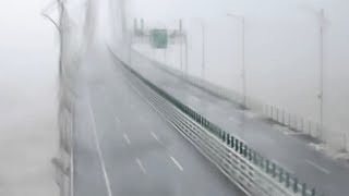 Video captures moment typhoon Mangkhut hits Hong KongZhuhaiMacao Bridge [upl. by Oloapnaig869]