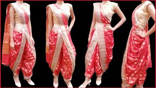 DHOTI STYLE SAREE DRAPINGDHOTI STYLE WITH SILK SAREESTEP BY STEPFULL EXPLAINED IN HINDI [upl. by Nymsaj]