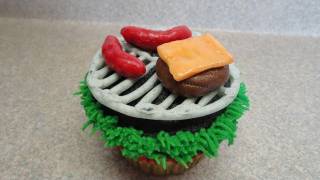 Decorating Cupcakes 46 Fathers Day quotThe backyard BBQquot [upl. by Eintruoc]