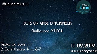 Sois un vase dhonneur  Pasteur Guillaume PITIDDU [upl. by Nwahshar]