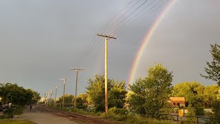 TRAINS Intense Rainbow Seen From Ardent Mills Spur in St Henri [upl. by Attah316]