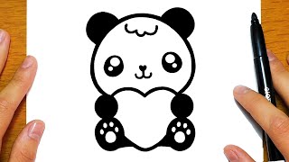 HOE TEKEN JE EEN PANDA MET EEN HART KAWAII  Gemakkelijke tekeningen [upl. by Wilone989]