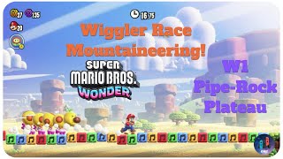 Super Mario Bros Wonder W1 PipeRock Plateau Wiggler Race Mountaineering  100 Walkthrough [upl. by Sorel]