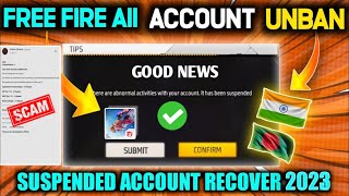 Recover Free Fire Suspended Account  ff suspended ID Recover 100  Free Fire ID Unban Trick 2023 [upl. by Frentz770]