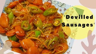 Devilled sausages ll Sri Lankan recipe  with a twist  ll Easy recipe [upl. by Neirual987]