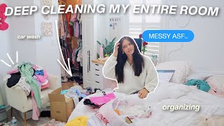 getting my life together VLOG Deep cleaning my room car wash organizing [upl. by Ennovahc895]