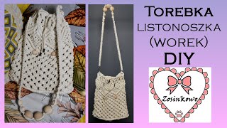 Torebka z makramy worek DIY  Macrame bag [upl. by Yoo]