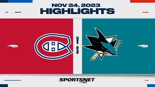 NHL Highlights  Canadiens vs Sharks  November 24 2023 [upl. by Merell]