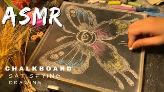 ASMR chalkboarddrawing a butterfly with chalkillustration drawingchalkboard sound no talking [upl. by Eenahc887]