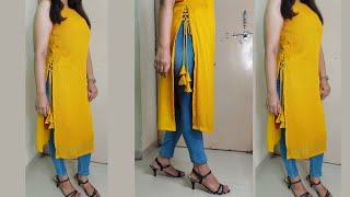 New Design Kurti Cutting and StitchingLatest Designer Side Dori Kurti CuttingSuit Cutting [upl. by Esom]