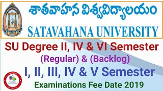 SU Degree UG 2nd 4th amp 6th Semester Regular backlogs amp Improvement Examination fee date 2019 [upl. by Terbecki]