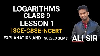 LOGARITHMS CLASS 9  LESSON 1M L AGGARWAL ICSECBSENCERT [upl. by Lak]