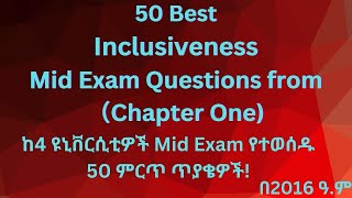 Inclusiveness Mid Exam Questions from Chapter One For All Freshman Students in Ethiopia [upl. by Bergeron]