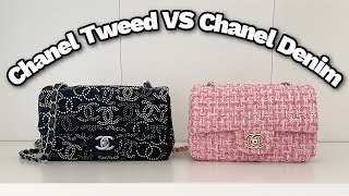 Chanel Tweed VS Chanel Denim Bags 🤔  Pros and Cons Wear and Tear [upl. by Akenet]