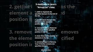 5 methods in Javas quotArrayListquot class [upl. by Larual503]