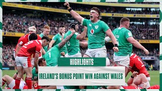 Highlights Irelands Bonus Point Win Against Wales [upl. by Stahl102]