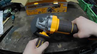 Ingco CAGLI211156 Cordless Angle Grinder Assembly and Test Run [upl. by Dercy]