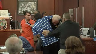 Mother of murdered teen faces killer before fight breaks out in courtroom [upl. by Malvino]