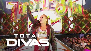 Ronda Rousey Makes Her WWE WrestleMania Debut  Total Divas  E [upl. by Raynata]