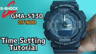 CASIO GSHOCK GMAS130 Digital Time Setting and Hands Alignment Adjusting [upl. by Atiuqcir]