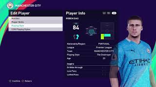 Ruben dias face e football pes 2021 Manchester city [upl. by Susie]