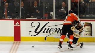 Ivan Provorov sends Brad Marchand to locker room with huge hit [upl. by Peers]