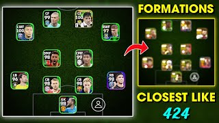 Closest Formations to 424 in eFootball 2024 mobile 😍  eFootball Best Formations [upl. by Alleuqram949]