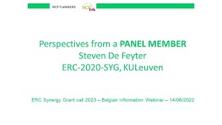 Jun 2022  Steven De Feyter ERC Synergy grants Panel member 2020 call [upl. by Poore]