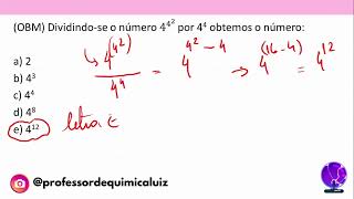 OBM Dividindose o número 442  por 44 obtemos o númeroa 2b 43c 44d 48e 412 [upl. by Itram]