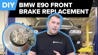 BMW E90 Front Brake Replacement DIY 328i Pads Rotors amp Sensors [upl. by Nojid581]