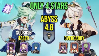 4 Stars only Sucrose Taser amp Bennett Overcarry  Spiral Abyss 48  Genshin Impact [upl. by Yeliah]