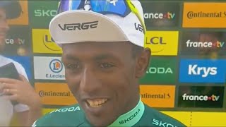 BINIAM GIRMAY  ADD POINTS IN THE ESTRATE  INTERVIEW AT THE END STAGE 9 OF THE TOUR DE FRANCE 2024 [upl. by Ellenej]