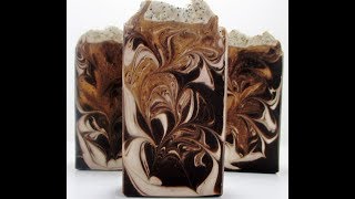 MAKING AND CUTTING COFFEE AND CREAM HANDMADE COLD PROCESS SOAP [upl. by Warwick]