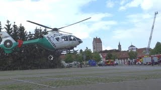 PolizeiHubschrauber LandungStart  Touchdown zum Entladen  in Bad Neustadt 150 Jahre FF NES [upl. by Eniroc388]