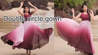 Double circle gown full flair cutting and stitching Malayalam tutorials [upl. by Darryl942]